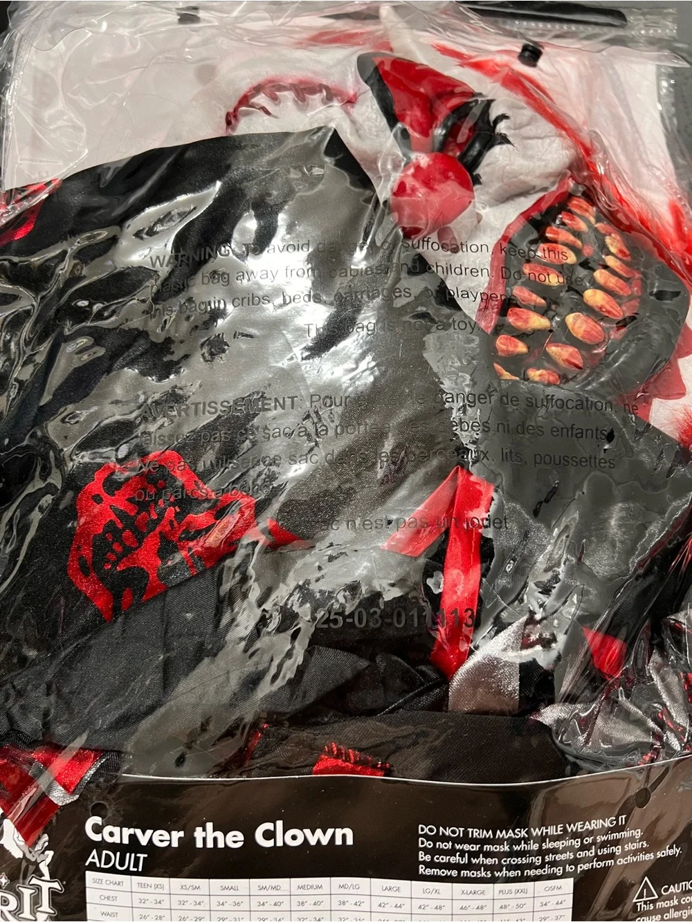 Spirit Carver the Clown adult Costume - Black & Red - Picture 6 of 6